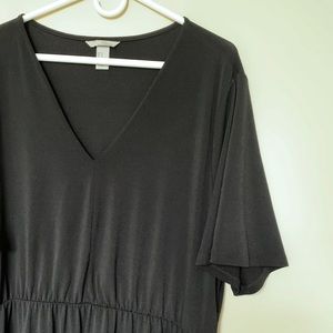 Black V Neck Midi Dress